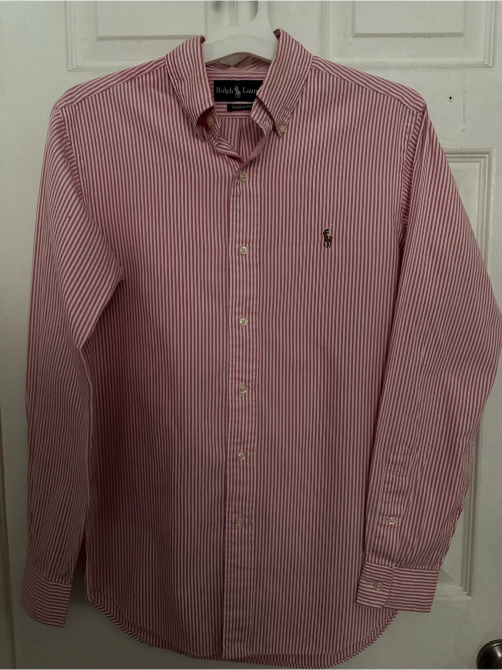 Ralph Lauren Red & White Striped Button-Down Shirt for Men Size S-M - Picture 4 of 8